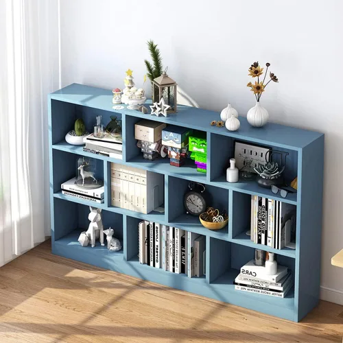 Miniatura 6 de IOTXY Estantería Baja con Estante Abierto - Gabinete Organizador de Exhibición de Pie de Madera de 3 Niveles con Base, Estantería Horizontal Corta