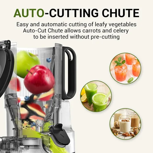 Miniatura 3 de AMZCHEF Máquinas exprimidoras, exprimidor de prensa fría extra de 5.8 pulgadas para verduras y frutas enteras, máquina extractora de jugo