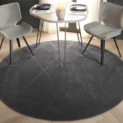 SAFAVIEH Revive Collection - Alfombra redonda, 6 pies 7 pulgadas, diseño de enrejado, no desprende pelusa y de fácil cuidado, ideal para zonas de
