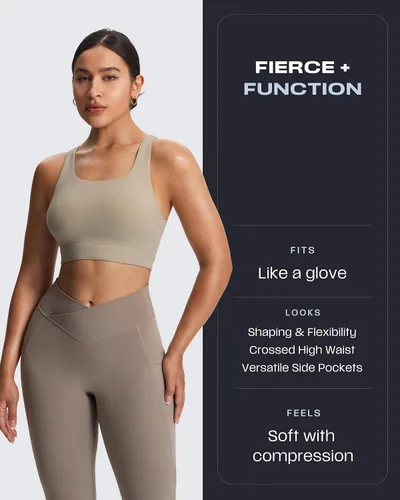 Miniatura 55 de Aoxjox Trinity - Pantalones de yoga de cintura alta con bolsillos para mujer, control de abdomen, cintura cruzada, leggings de entrenamiento suaves