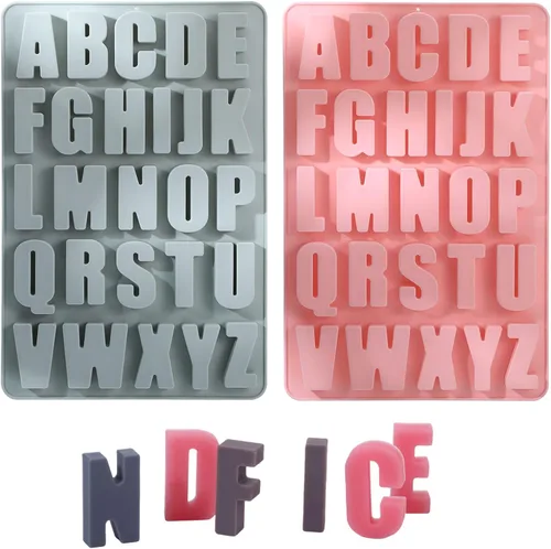 2 moldes de letras para chocolate, moldes de silicona del alfabeto para manualidades, molde de crayón reutilizable para cera, molde de letras de