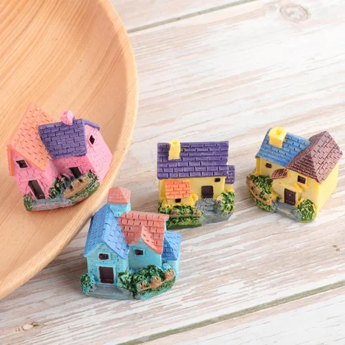 Miniatura 6 de TINKSKY 4 piezas de casa de muñecas en miniatura, bonsái, manualidades, jardín, resina, paisaje, bricolaje, decoración de villa, regalo