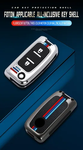 Miniatura 8 de Funda para llavero FOTON Tunland Auman TOANO SAUVANA Accesorios Aleación+Carcasa de TPU con llaveros Smart Remote Auto Key Protector-2 Botón Negro