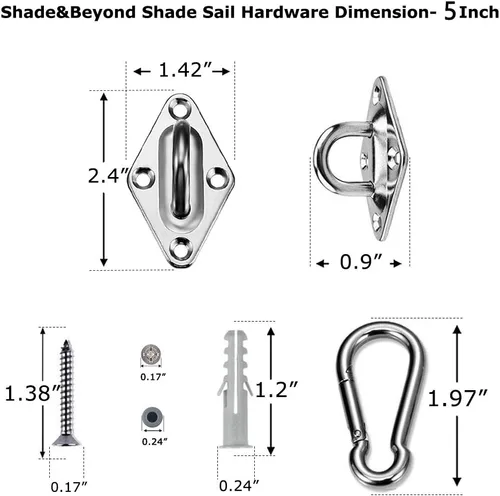 Miniatura 3 de Shade&Beyond Toldo de vela rectangular para patio con anillos D, 8 x 10 pulgadas, 3ª