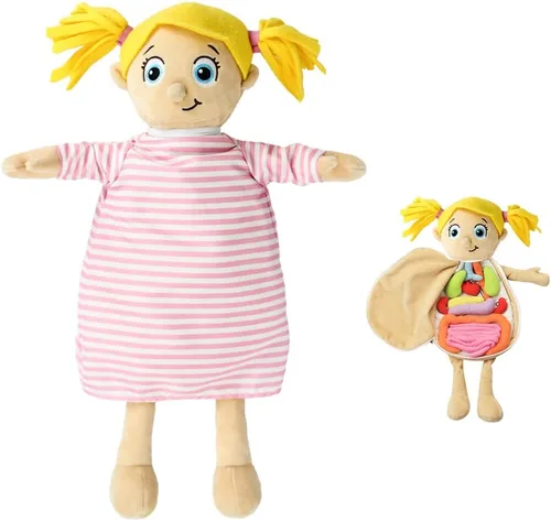 Miniatura 8 de KAKIBLIN Modelo de cuerpo humano para niños, muñeca de anatomía de felpa con órganos humanos extraíbles, muñeca de peluche educativa, kits