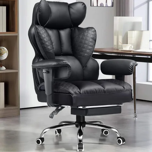 Miniatura 9 de GTPLAYER Silla de juegos grande y alta de 400 libras, silla de oficina resistente con reposapiés y cojín ergonómico de resorte de bolsillo, soporte
