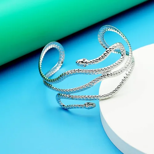 Miniatura 11 de RechicGu Elegante Egipto Cleopatra Remolino Serpiente Brazalete Abierto Pulsera 3.1 in Policarbonato