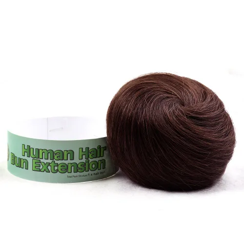 Miniatura 12 de Bella Hair Extensión de moño 100% humano en forma de dona, extensiones de moño para mujeres y hombres, coleteros falsos instantáneos