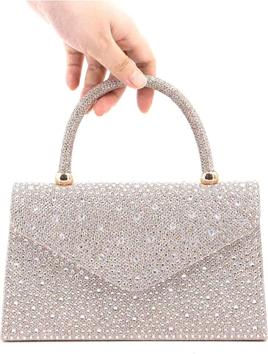 Miniatura 6 de Naimo Bolso de mano de cristal brillante con asa superior bolso de hombro cruzado para boda fiesta novia