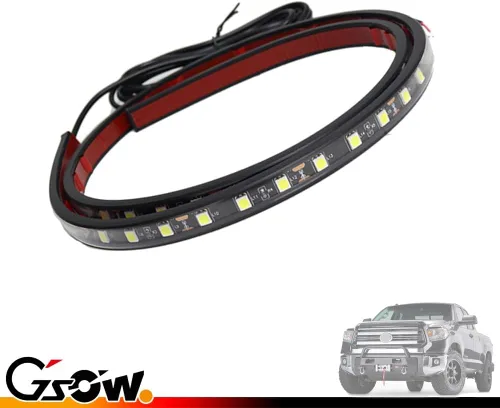 Miniatura 7 de Tira de luces LED flexible de color blanco 63-SMD para moldura del capó de Toyota Tundra 2014-2021, impermeable, 12V 63-SMD Blanco