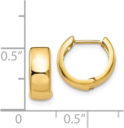 Miniatura 4 de Diamond2Deal 14k Gold Polished Hinged Hoop Earrings (Len-0.47 In, Wid-0.47 In)