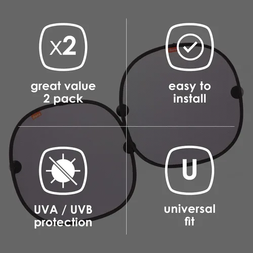Miniatura 11 de Diono Paquete de 2 parasoles para ventana de automóvil, parasol para ventana lateral con ventosas, bloquea el deslumbramiento del sol, los rayos UV