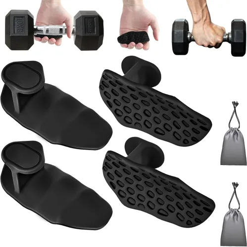 4 unidades de agarre de ripta para levantamiento de pesas y peso muerto, guantes de goma antideslizantes ergonómicos para hombres y mujeres,