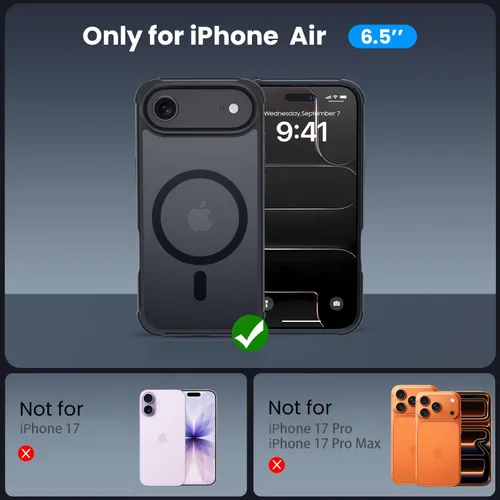 Miniatura 2 de Funda para iPhone Air [compatible con MagSafe] [2 protectores de pantalla] [prueba de caídas de grado militar] Funda magnética resistente