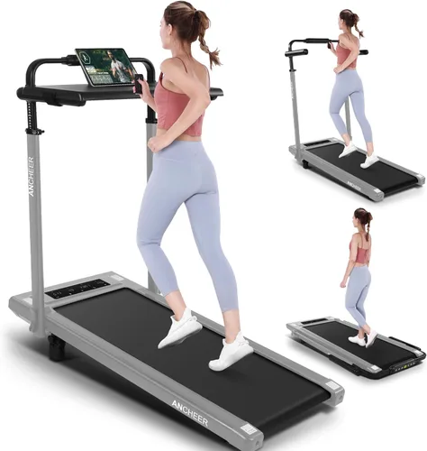 Miniatura 7 de ANCHEER Cinta de correr con estación de trabajo de escritorio y altura ajustable, caminadora plegable con 8% de inclinación, almohadilla para Caqui