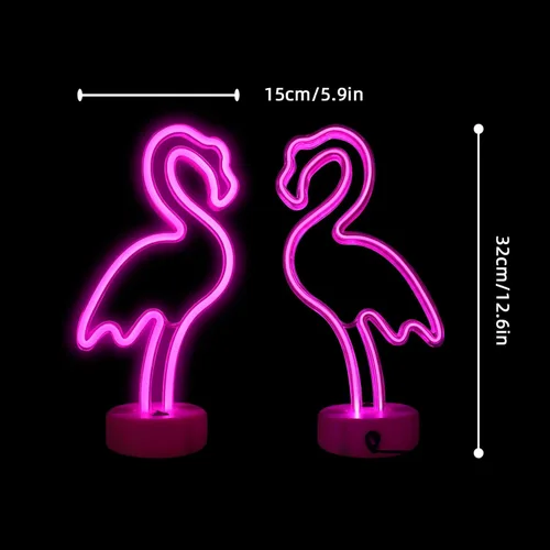 Miniatura 7 de Luz de neón con base de neón, luces de noche, decoración de pared, decoración del hogar, luz led Flamingo 2