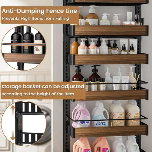 Miniatura 5 de POKIPO Organizador de despensa de 8 niveles sobre la puerta, 2 en 1 para montaje en pared o estante de especias colgante, estantes de condimentos