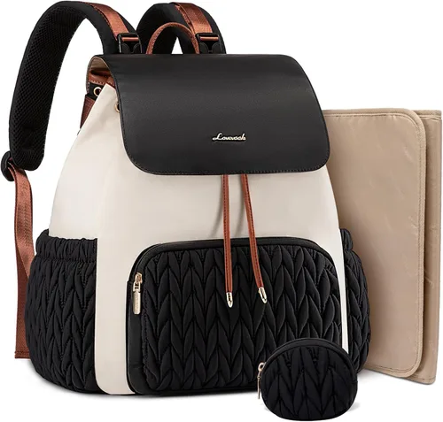 LOVEVOOK Mochila para pañales, bolsa de bebé pequeña, bonita bolsa de pañales para bebé, elegante bolsa de viaje resistente al agua para mamá, Negro