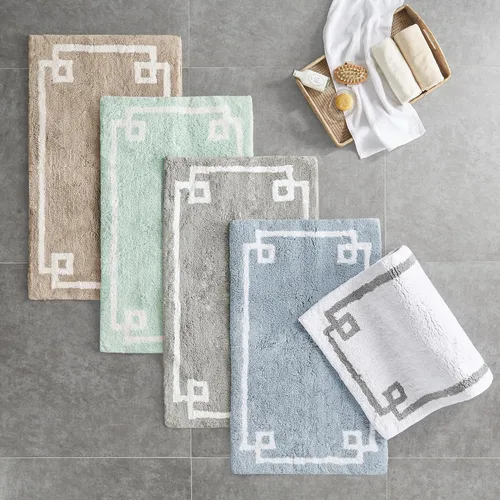 Miniatura 11 de Madison Park Evan Alfombra de Baño de Algodón con Mechones Lavable, Alfombras de Baño Sólidas de Lujo, 20" x 30", Gris
