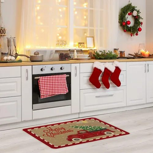 Miniatura 2 de Ruisita Felpudos de Navidad de 31.5 x 20 pulgadas, antideslizantes, tapete de Navidad para camión, feliz Navidad, bienvenida, felpudo delantero