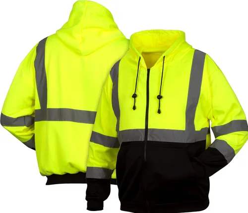 Miniatura 4 de Pyramex RSZH32 Series Sudaderas Hi Vis Lime Zipper Sudadera con parte inferior negra