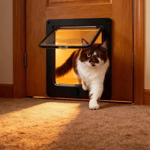 Miniatura 3 de HEEPDD Interior Exterior Cat Door, 4 Way Lock Pet Door with ABS Material Easy to Set Up and Simple Installation for Cabinets Garages Rooms Cat Black