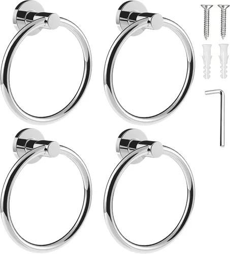 Miniatura 29 de SetSail Toallero de acero inoxidable con rosca para pared de baño, toallero de mano de acero inoxidable para baño, agujero de taladro de cocina