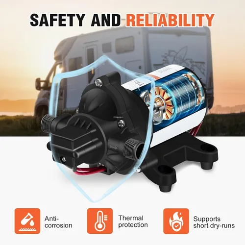 Miniatura 6 de YOUNGTREE Bomba de diafragma de agua de 12 V CC, 3.5 GPM, 45 PSI, bomba de presión de agua dulce autocebante de 12 voltios con interruptor