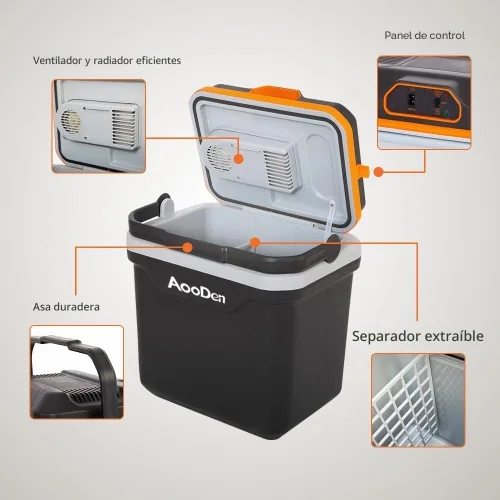 Miniatura 5 de Enfriador y calentador eléctrico para automóvil, capacidad de 24,7 litros, enfriador termoeléctrico sin hielo para viajes, camping, vehículos