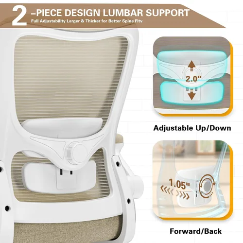 Miniatura 3 de Silla de oficina ergonómica, silla de escritorio con respaldo alto y soporte lumbar ajustable, respaldo de malla transpirable, capacidad de 330