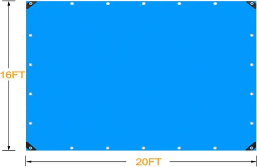 Miniatura 4 de Lona azul, lonas resistentes al agua de 16 x 20 pulgadas, lona de plástico impermeable de poliéster de 16 mil de grosor con ojales de metal cada