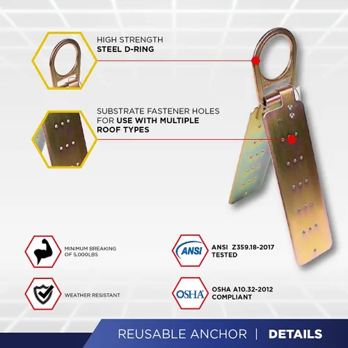 Miniatura 5 de ATERET V5501 - Cubo para techos I Conjunto vertical de línea de vida de 50 pies, anclaje reutilizable, cubo de 5 galones, kit de arnés de seguridad