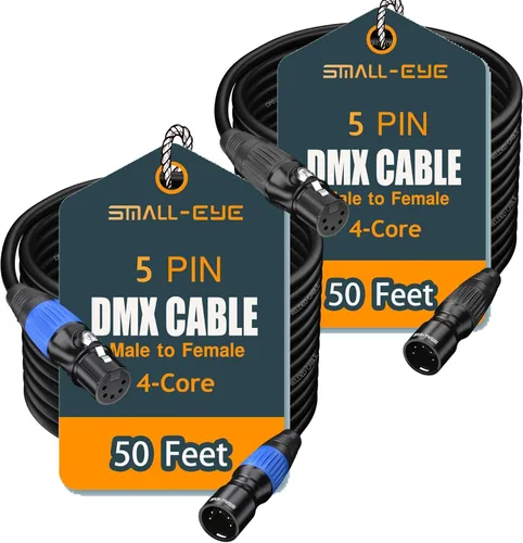 Miniatura 10 de SMALL-EYE Cable DMX de 5 pines de 10 pies, paquete de 4 cables macho a hembra de iluminación de escenario DMX512 (10 pies)