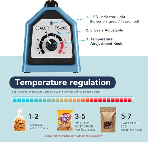 Miniatura 3 de METRONIC Sellador térmico Impulse de 8 pulgadas, máquina selladora manual de bolsas, sellador térmico de impulso, máquina selladora para bolsas