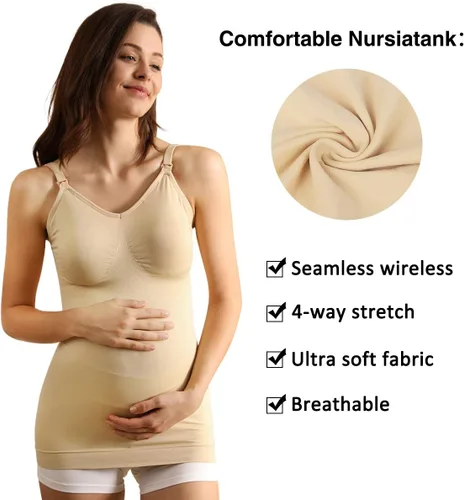 Miniatura 3 de iloveSIA 2Pack Seamless Nursing Cami Tank Top with Build-in Maternity Bra