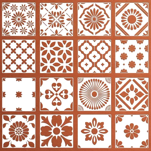 16 plantillas de azulejos de pared de 8 x 8 pulgadas, plantillas florales geométricas reutilizables de mandala para pintar en pisos, azulejos, patio