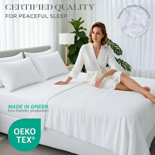 Miniatura 5 de Bluemoon Homes 100% de algodón egipcio sábanas tamaño Queen - juego de sábanas de 1000 hilos tamaño Queen, sábana de cama tamaño Queen, sábanas