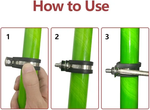 Miniatura 6 de 20 abrazaderas de cable de 1 pulgada, abrazadera de conducto 304 de acero inoxidable acolchada de goma, abrazadera de tubo de metal para cableado