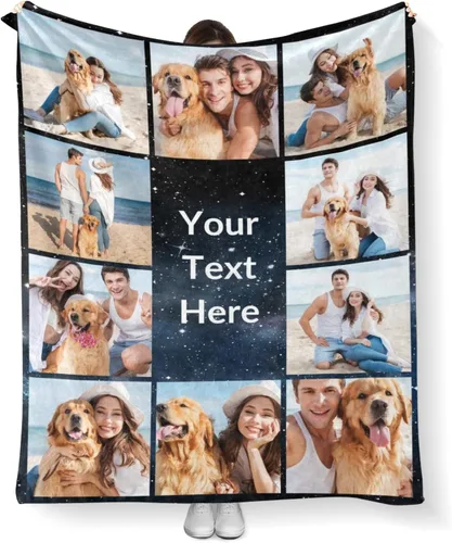 Miniatura 7 de Mantas personalizadas con fotos, manta personalizada con imagen para familia, mamá, papá, parejas, bebé, manta de fotos personalizada con collage