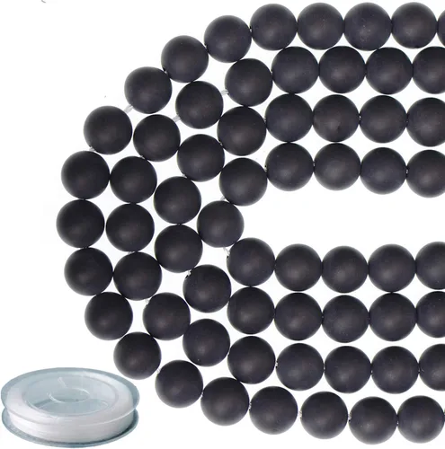 Miniatura 10 de Piedras preciosas redondas de jade blanco mate natural de 0.236 pulgadas esmeriladas, 120 cuentas sueltas a granel para hacer joyas y pulseras