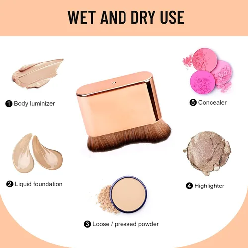 Miniatura 3 de Yoseng Cepillo autobronceador – Cepillo Kabuki de oro rosa para cuerpo, cara y manos, vegano, aplicación sin rayas, multiusos para autobronceador