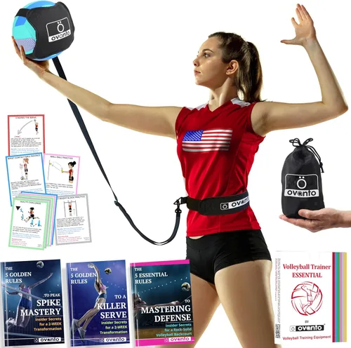Miniatura 11 de OVANTO Equipo de entrenamiento de voleibol – Equipo de voleibol en solitario en 4 estilos para servir, pinchar, establecer y pasar como un