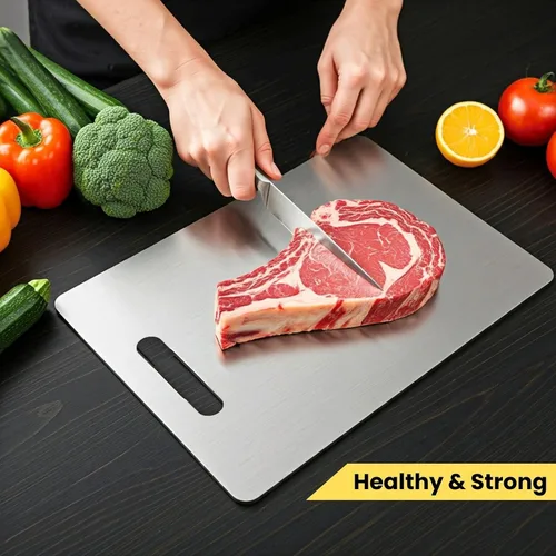 Miniatura 6 de Tabla de cortar de titanio, tablas de cortar de titanio 100% puro para cocina – antiadherente, de grado alimenticio, higiene y durabilidad