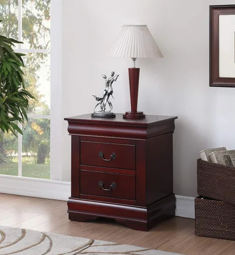 Miniatura 3 de Mesitas de noche para dormitorio, mesitas de noche de madera con 2 cajones para el hogar, mesita de noche, muebles de almacenamiento grandes (cereza)