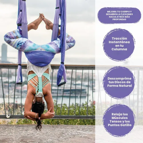 Miniatura 2 de Columpio de trapecio de yoga para el hogar y exterior Fácil instalación para fuerza, equilibrio y alivio del dolor de espalda Correas ajustables