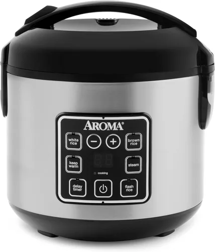 Miniatura 10 de AROMA® Arrocera de cocción lenta de 20 tazas y olla de arroz integral con asas de olla elevables y tapa de almacenamiento de silicona, cerámica