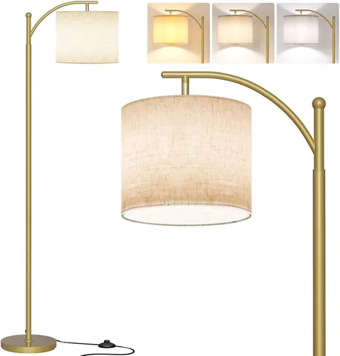 Miniatura 13 de SUNMORY Lámpara de pie de arco, moderna lámpara de pie con control remoto y bombilla regulable continua, lámparas de pie de metal con pantalla Negro