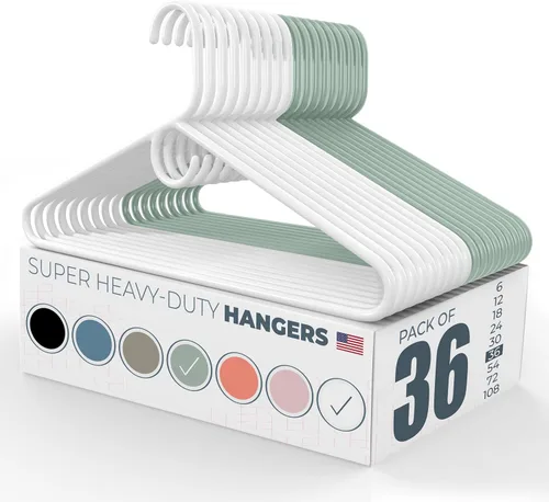 Miniatura 72 de Perchas de ropa súper resistentes, paquete de 50 (54 unidades), fabricadas en los Estados Unidos, capacidad de 10 libras, perchas de plástico grueso