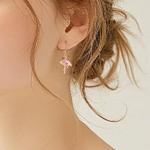 Miniatura 23 de Aretes colgantes de plata de ley con diseño de árbol de la vida, flor, abeja, animales, gato, colibrí, piedra lunar, turquesa, aretes con cierre