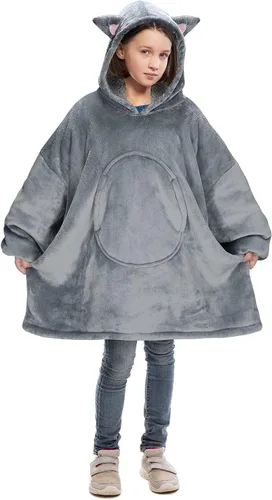 Miniatura 22 de Catalonia Sudadera tipo manta con capucha para niños, sudadera de sherpa extragrande para adolescentes jóvenes, idea de regalo Perro- Niños